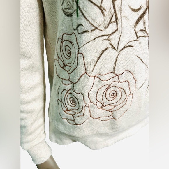Disney Art of Belle Beauty and The Beast Heather Beige Sweatshirt Size Medium - Picture 10 of 13
